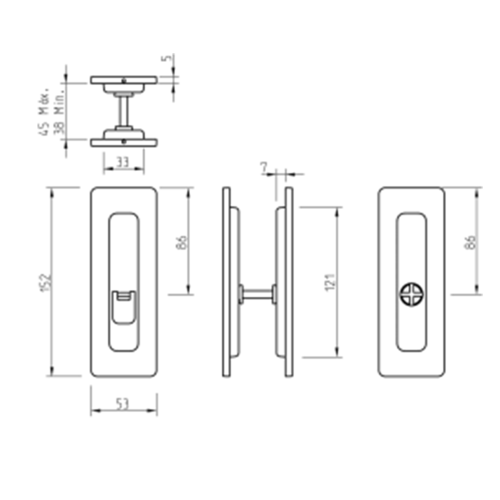 Ручка на раздвижные двери Tupai 4181 WC  5S -142 никель