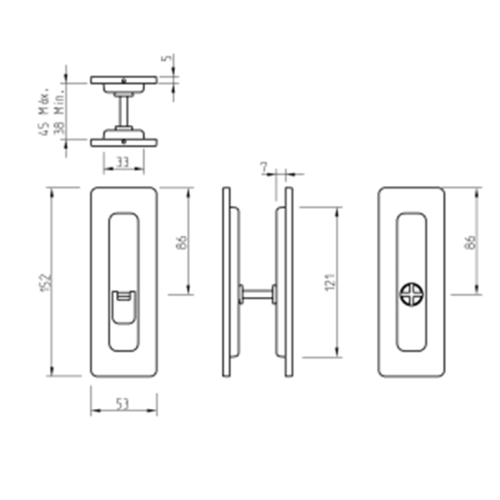 Ручка на раздвижные двери Tupai 4181 WC 5S -153 черный